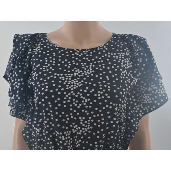 A/X Armani Exchange Twee Black Polka Dot Mini Dress XS Flutter Sleeves No Belt - Picture 2 of 15